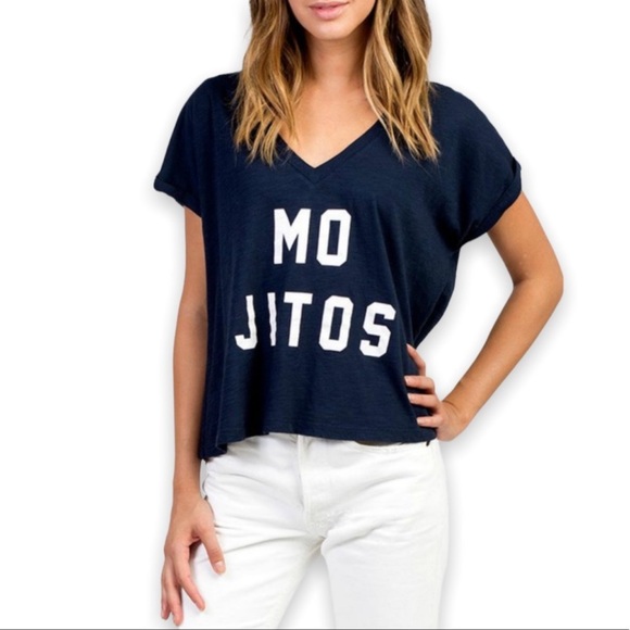 Sol Angeles Tops - SOL ANGELES NAVY BLUE MOJITOS ROLLED COTTON TEE SIZE: LARGE